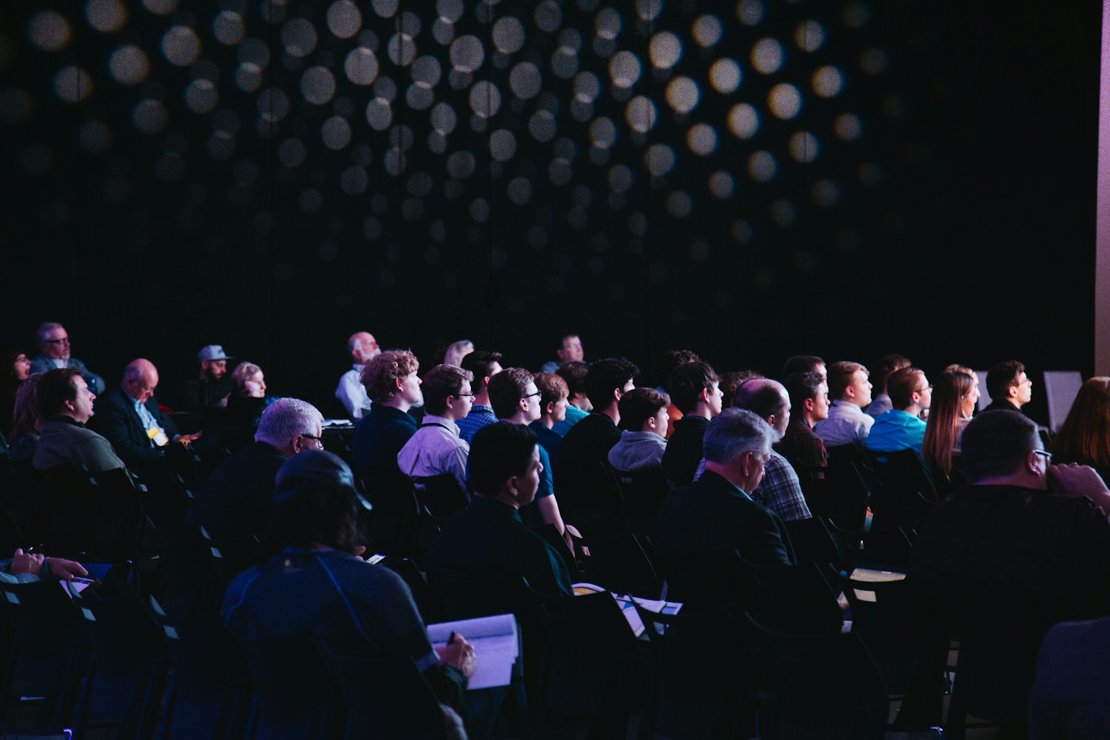 Visitors attending a large international business event
